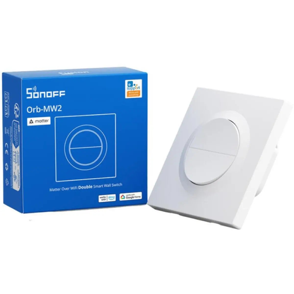 Sonoff Interruptor de parede Duplo 2 canais Matter WiFi (Série Fusion) - Sonoff Orb-MW2 (MINI-2GS-E)