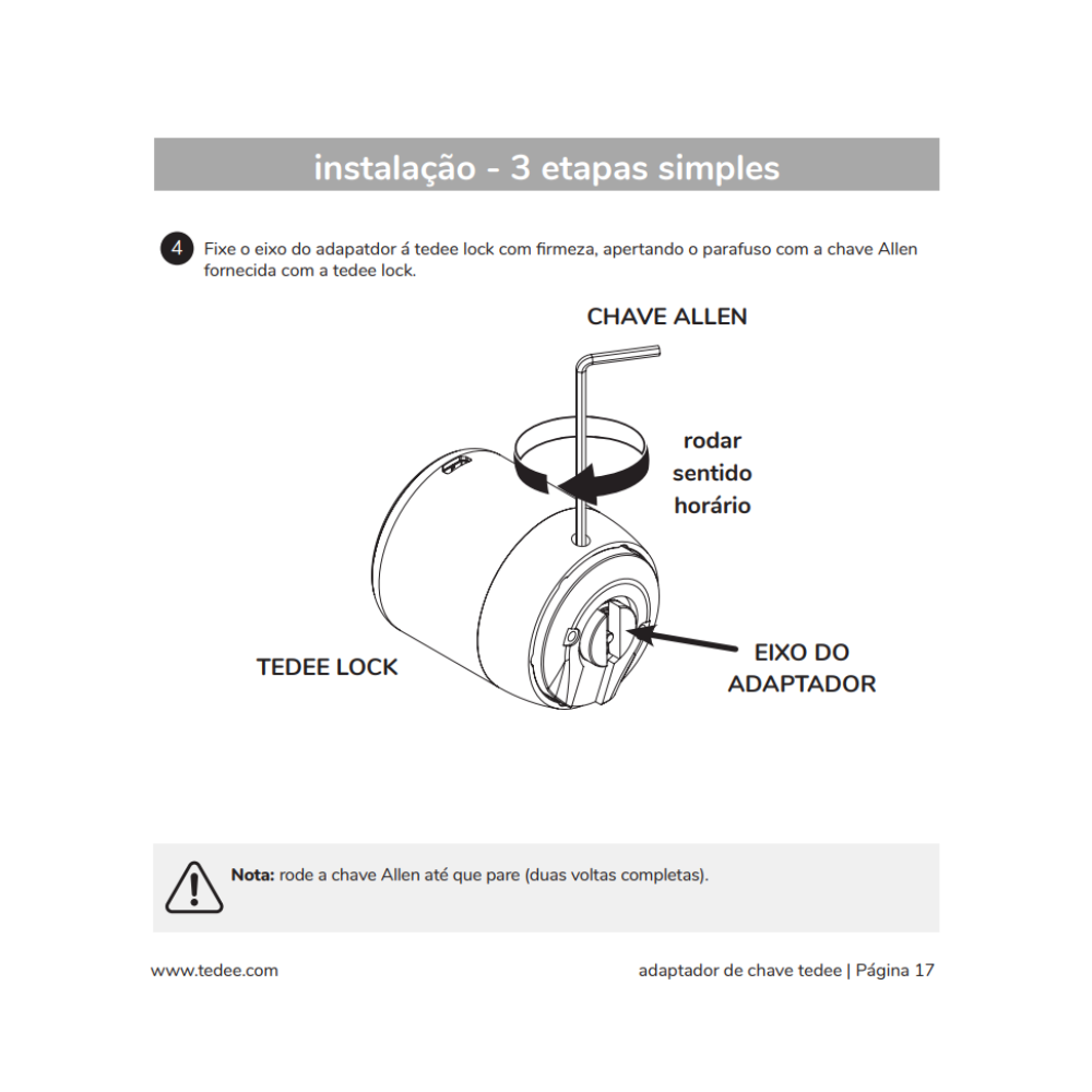 O adaptador Tedee é compatível com diversos cilindros europeus, permitindo instalar uma fechadura inteligente sem trocar todo o cilindro. Com ele, é possível modernizar o sistema de fecho e ainda utilizar as chaves tradicionais quando necessário.
