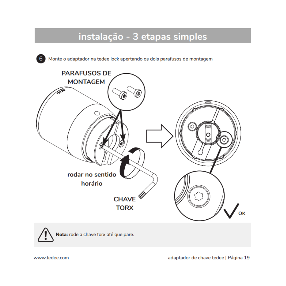 O adaptador Tedee é compatível com diversos cilindros europeus, permitindo instalar uma fechadura inteligente sem trocar todo o cilindro. Com ele, é possível modernizar o sistema de fecho e ainda utilizar as chaves tradicionais quando necessário.