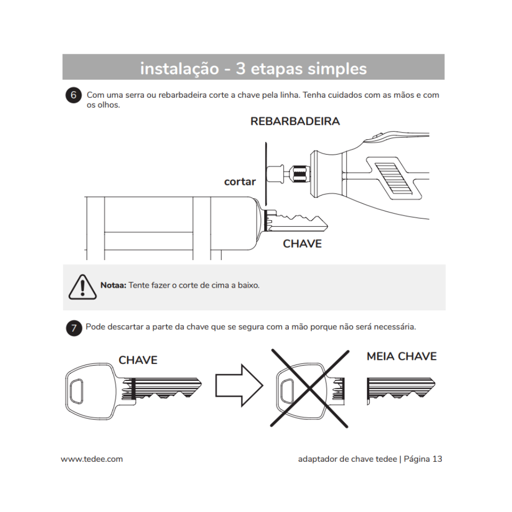 O adaptador Tedee é compatível com diversos cilindros europeus, permitindo instalar uma fechadura inteligente sem trocar todo o cilindro. Com ele, é possível modernizar o sistema de fecho e ainda utilizar as chaves tradicionais quando necessário.