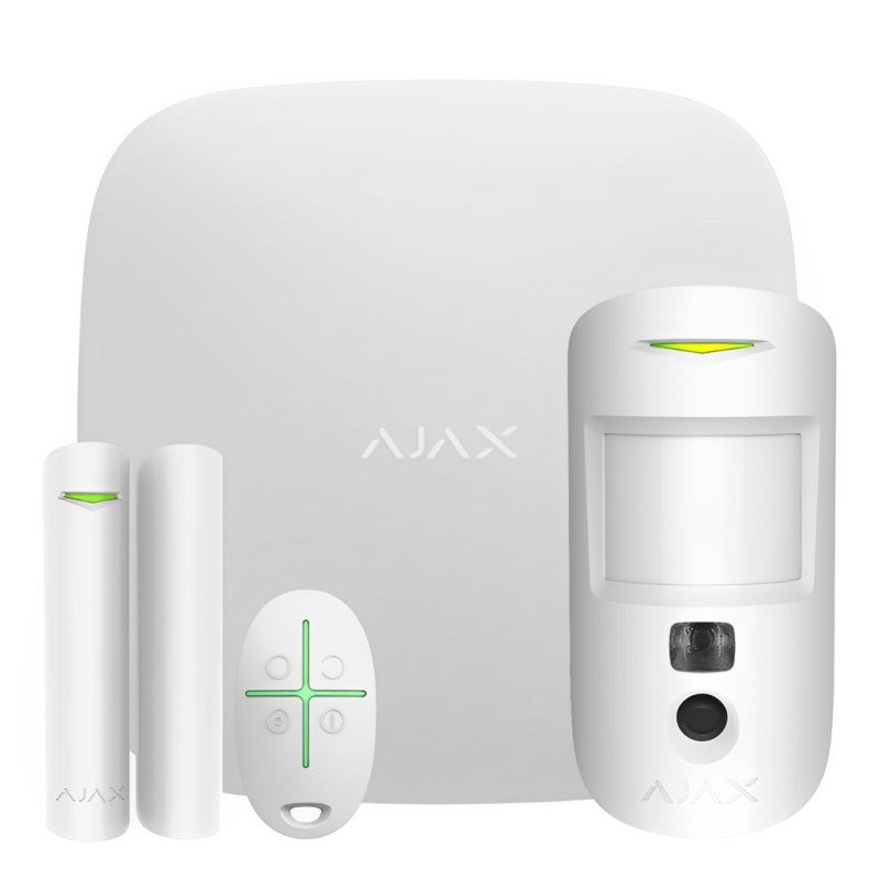 Ajax HUB2-B-Kit: Fortschrittliches drahtloses Alarmsystem mit intelligenter Erkennung, Ethernet-Kommunikation und bis zu 100 drahtlosen Zonen. Es verfügt über ein SADIR-System