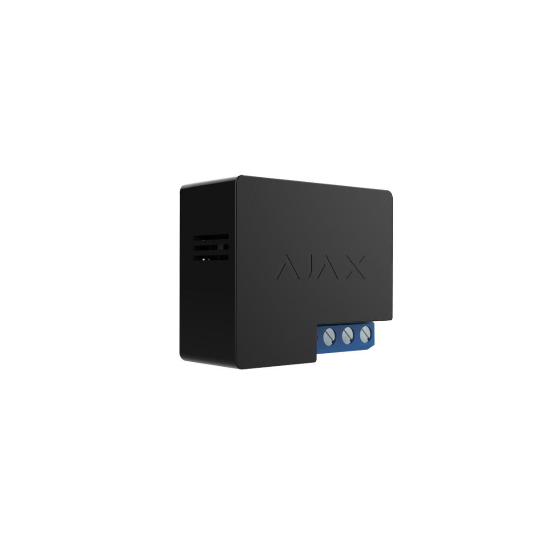 O Ajax WallSwitch é um relé compacto e potente, concebido para integrar-se diretamente em sistemas elétricos de 110 V / 230 V. Permite ligar e desligar circuitos remotamente através da aplicação Ajax, oferecendo uma solução prática e segura para automação de dispositivos de elevada potência.