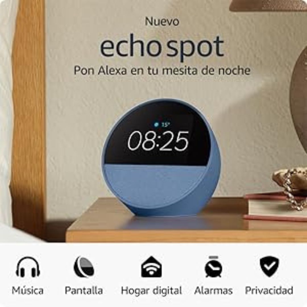 O Echo Spot é um despertador inteligente com Alexa e som de alta qualidade. Ideal para música e controle de dispositivos inteligentes. Compra já em Smartify.pt.