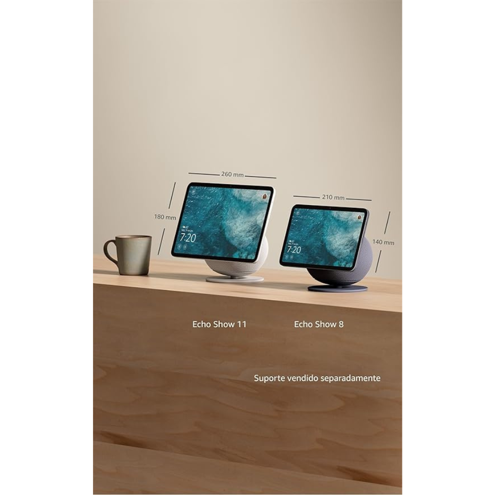 O Amazon Echo Show 11 é um assistente virtual inteligente com tela tátil Full HD de 11" e cores vibrantes, oferecendo mais área de visualização para conteúdos, receitas, calendários e listas de compras. Equipado com chip AZ3 Pro para desempenho superior e tecnologia Omnisense, permite otimizar o ambiente, controlar dispositivos domésticos inteligentes, ativar rotinas personalizadas e realizar videoconferências com qualidade excepcional. Com áudio espacial envolvente e funções de enquadramento automático, é