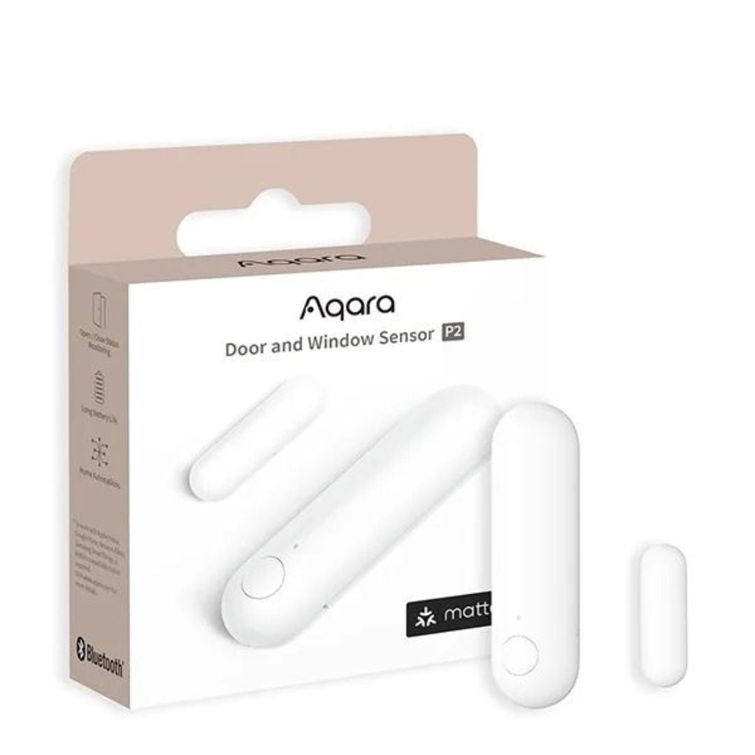 O Sensor de Portas e Janelas Aqara P2 usa tecnologia sem fio Thread para detetar aberturas e fechos. Ideal para automação residencial inteligente e segura.