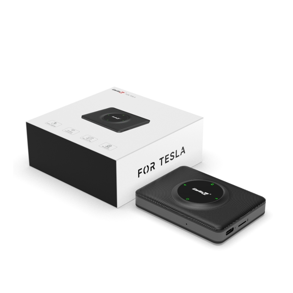 Atualize o sistema do seu Tesla com o Carlinkt CPC200-T2C, um adaptador sem fios que adiciona CarPlay e Android Auto ao seu veículo. Com ele, pode ouvir música, fazer chamadas e utilizar comandos de voz com Siri ou Google Assistant, sem necessidade de cabos.