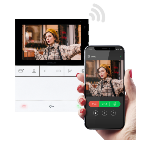 O Comelit PL6741 People Wi-Fi é um videoporteiro interior moderno da série People, desenvolvido para sistemas Simplebus 2 de 2 fios. Combina um design elegante com funcionalidades inteligentes, permitindo gerir acessos de forma simples e segura através do monitor interior ou diretamente no smartphone.