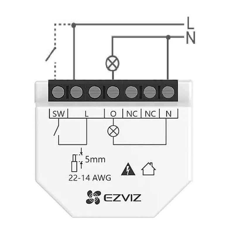 El EZVIZ T35W es un módulo relé WiFi compacto que transforma cualquier interruptor de pared convencional en un interruptor inteligente.