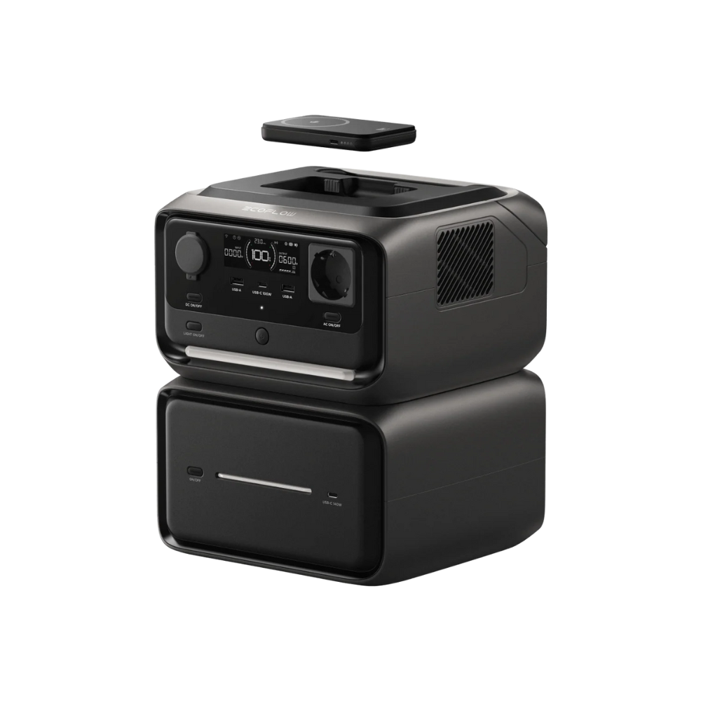 O RIVER 3 Max Plus (Wireless) foi concebido para te acompanhar em qualquer situação — seja como backup de energia em casa ou como companheiro nas tuas aventuras. O seu design modular integra um power bank RAPID (5000 mAh) destacável e permite expandir a capacidade com uma Bateria Extra, oferecendo uma versatilidade excecional. Leva apenas o power bank em deslocações, pescarias ou caminhadas e deixa a estação de energia no acampamento ou em casa. Se precisares de maior autonomia, basta adicionares a Bateria