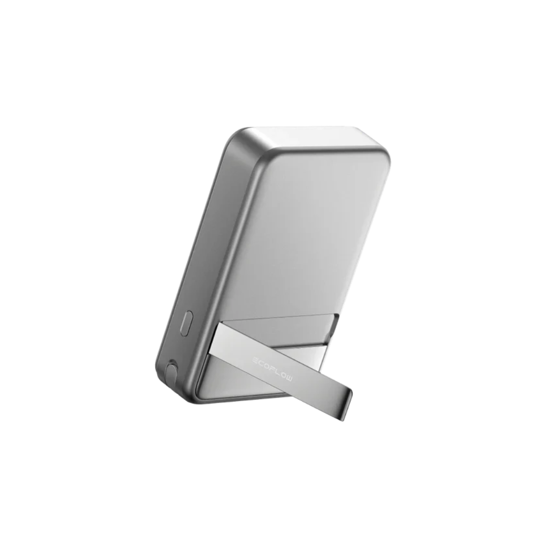 O EcoFlow RAPID Magnetic Power Bank possui uma capacidade de 10000mAh e é ideal para recarregar dispositivos em qualquer lugar.