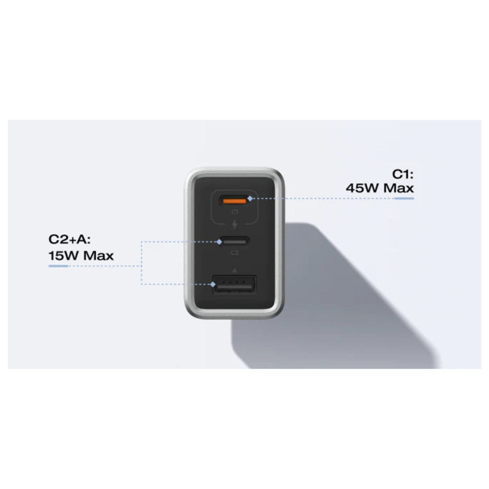 O Carregador EcoFlow RAPID 65W oferece praticidade e eficiência no dia a dia. Com duas portas USB-C e uma porta USB-A, permite carregar até três dispositivos em simultâneo. Graças à tecnologia GaN, apresenta um design compacto, sendo 48% mais pequeno do que os carregadores tradicionais, sem comprometer a potência. Compatível com uma vasta gama de equipamentos, assegura um carregamento rápido e seguro para smartphones, tablets e portáteis com entrada USB-C.