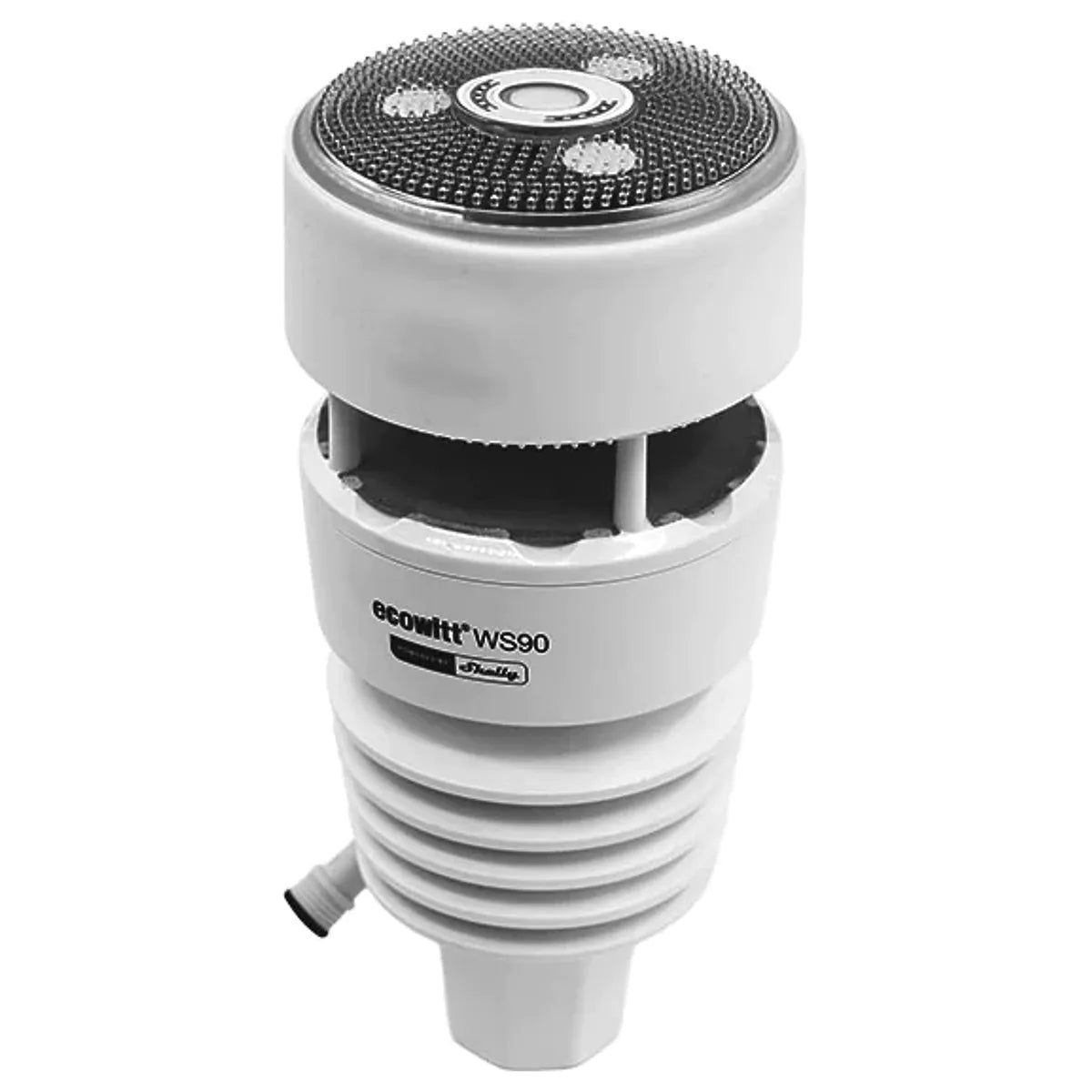 La Ecowitt WS90 Powered by Shelly es una estación meteorológica inteligente 7-en-1, compacta y robusta, diseñada para el monitoreo meteorológico avanzado y continuo en entornos residenciales y profesionales.