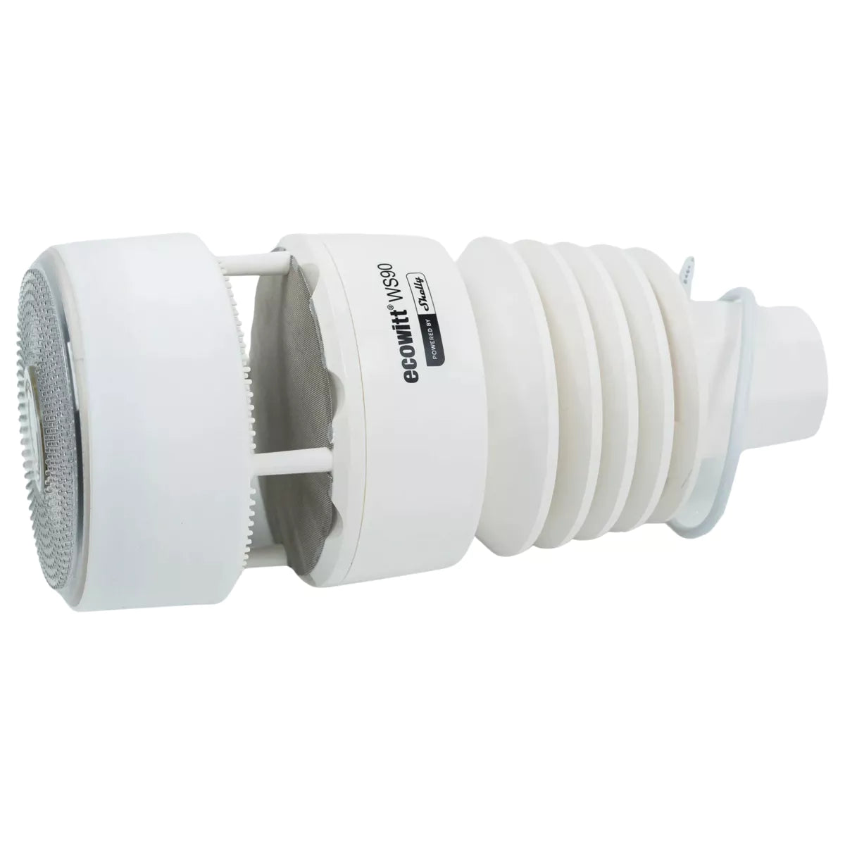 La Ecowitt WS90 Powered by Shelly es una estación meteorológica inteligente 7-en-1, compacta y robusta, diseñada para el monitoreo meteorológico avanzado y continuo en entornos residenciales y profesionales.