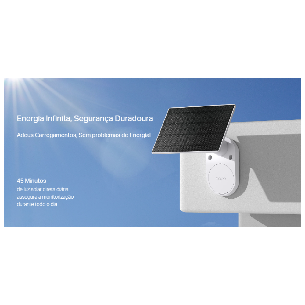 A câmara TP-Link Tapo TC82KIT é ideal para exterior, com certificação IP65 e imagem 2K 3MP (2304 x 1296 px). Oferece visão noturna a cores com sensor Starlight e lente F1.65, garantindo nitidez mesmo com pouca luz.