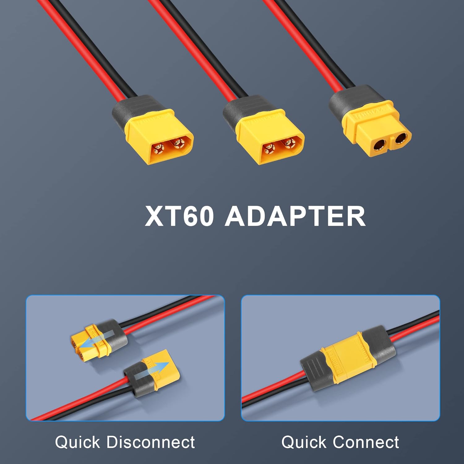 O GINTOOYUN XT60 Y Splitter é um cabo de extensão robusto e eficiente, desenvolvido para facilitar a ligação de dois painéis solares ou fontes de energia a geradores solares, estações de energia portáteis e outros equipamentos com conector XT60.