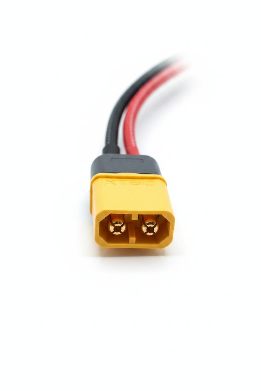 Adaptador XT60 macho para MC4 - Vista principal do cabo com conectores