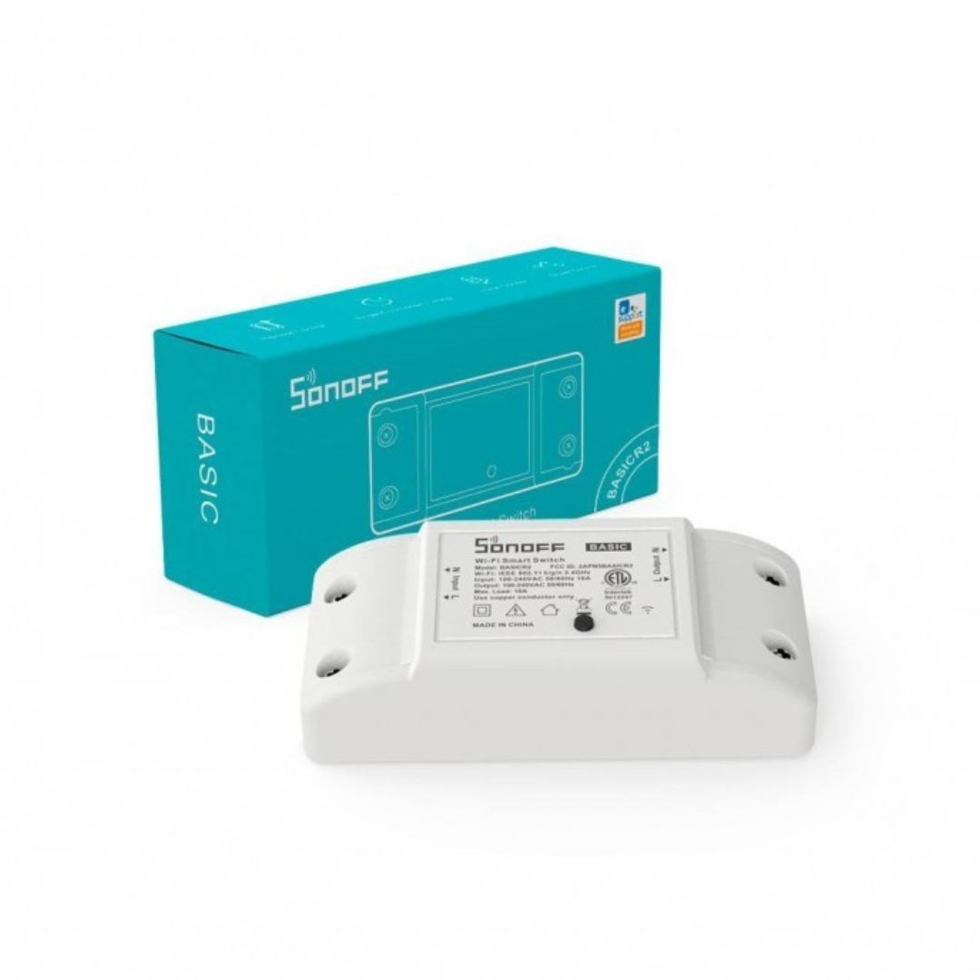Interruptor inteligente WiFi com controlo remoto, compatível com Alexa e Google Assistant. Suporte para temporizadores e cenas inteligentes via app eWeLink.
