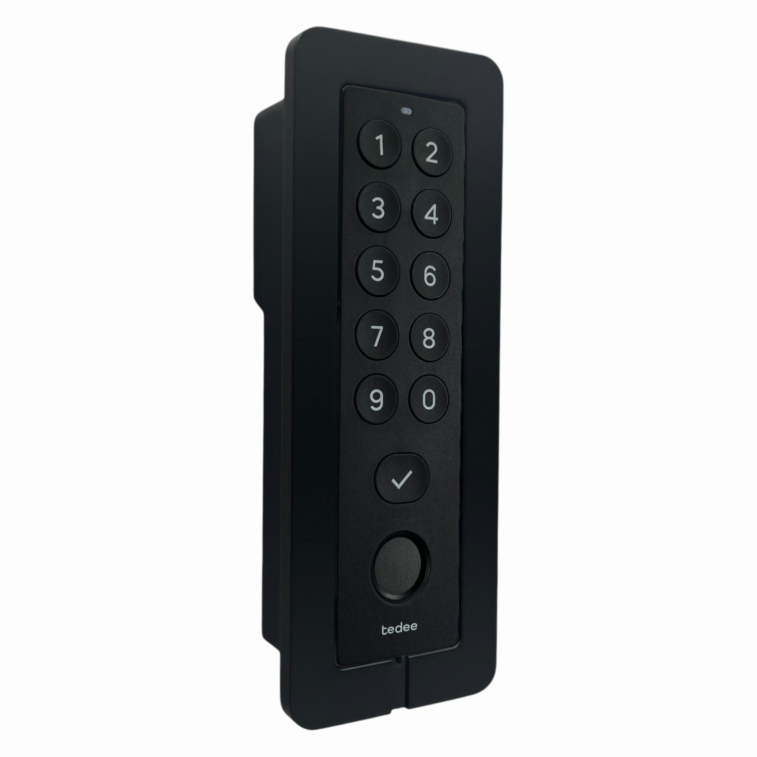 Tedee Flush Wall Mount noir - boîte de montage encastrée avec fond blanc
