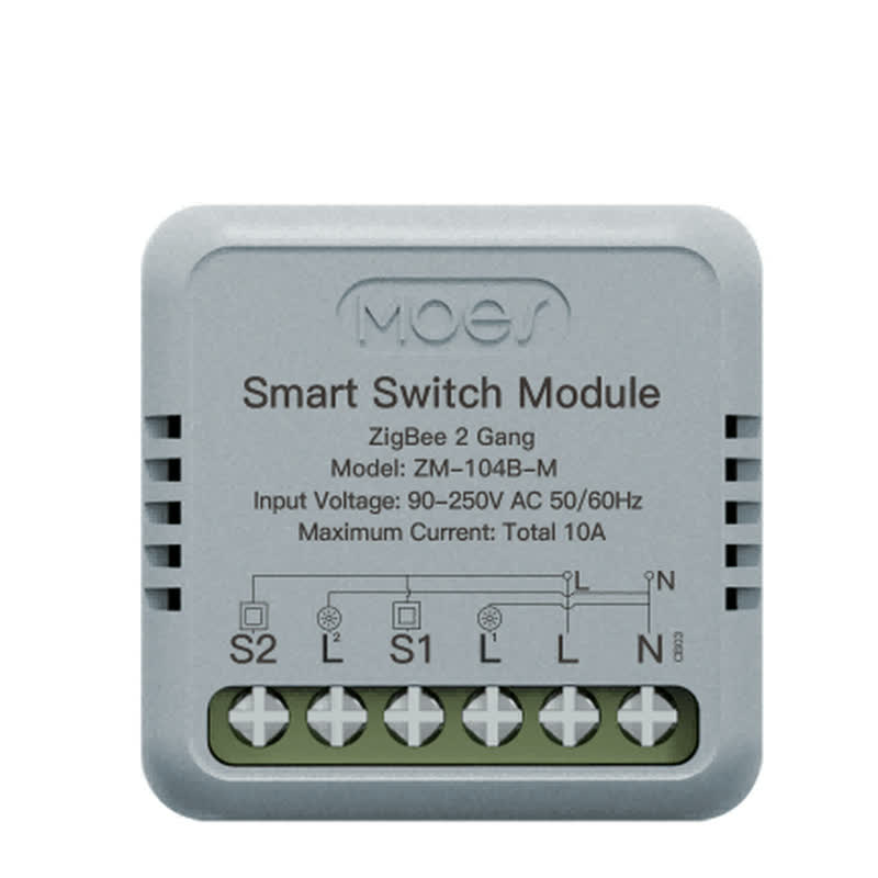 Moes ZM-104B módulo switch Zigbee 2 canais