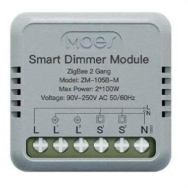 Moes ZM-105B-M Módulo Dimmer 2 Canais Zigbee