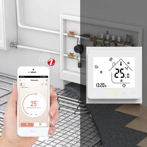 Moes Termóstato Controlador para Piso Radiante Elétrico Preto Zigbeei: Integração perfeita com dispositivos Zigbee.