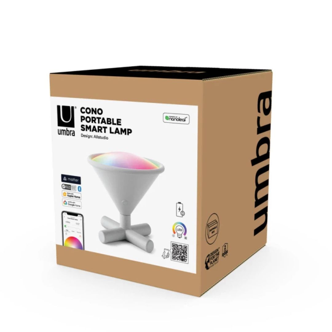 Controla a tua luz com estilo! Candeeiro portátil com Bluetooth, bateria recarregável, e luz ajustável para até 4 horas de autonomia.