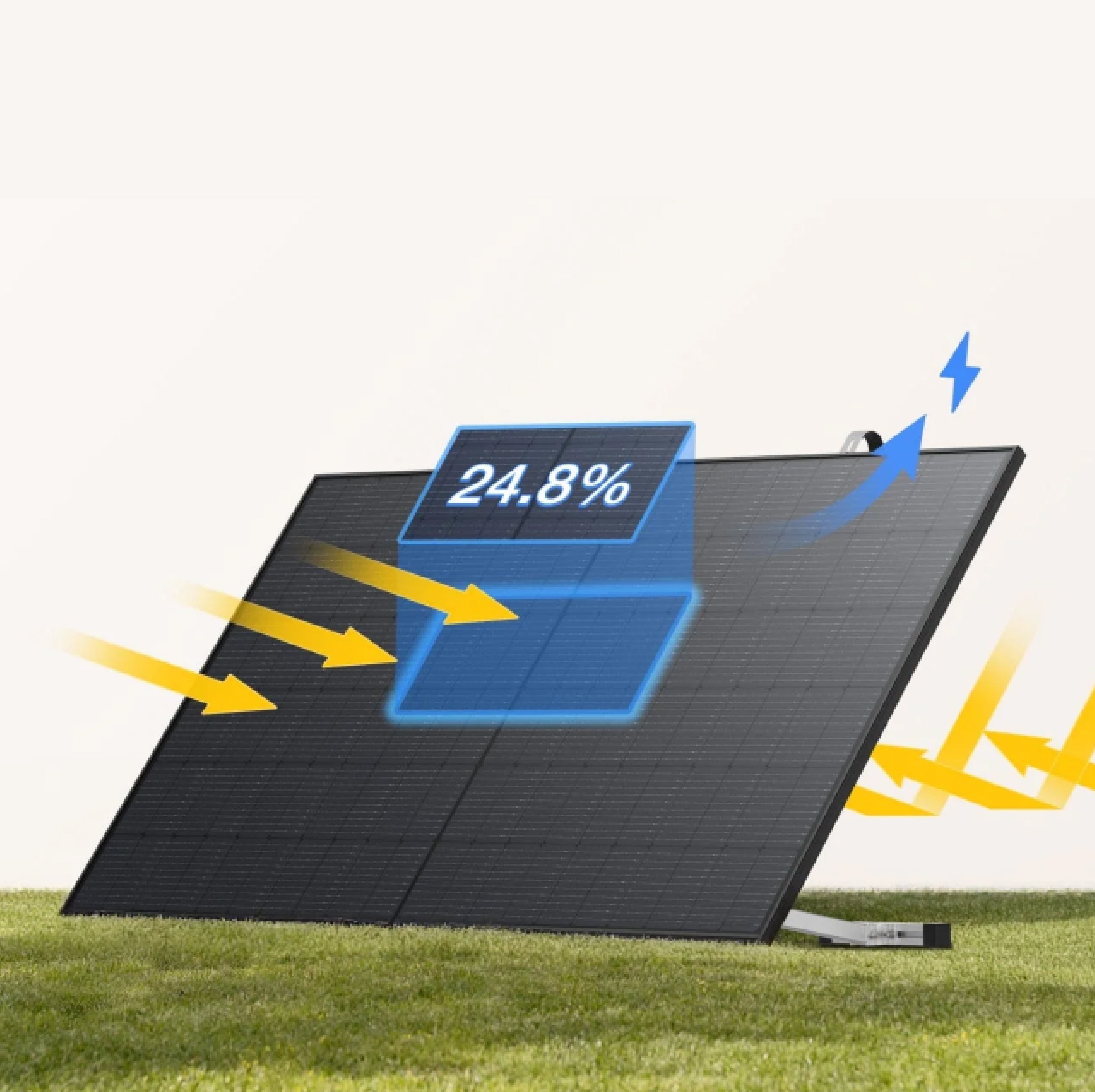 O Painel Solar Rígido EcoFlow 520W (2 un.) oferece alta eficiência bifacial, proteção IP68 e fácil instalação, ideal para varandas, telhados e uso externo em diversas condições.