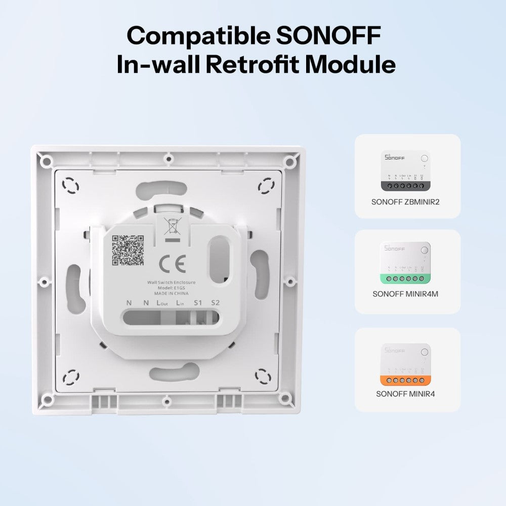 O SONOFF E1GSL é um interruptor de parede inteligente da série Fusion, desenvolvido especificamente para utilização com o módulo SONOFF ZBMINIL2. Com um design moderno, minimalista e ultrafino, combina funcionalidade, estética e durabilidade, tornando-se a escolha ideal para projetos de automação residencial e modernização de instalações elétricas.