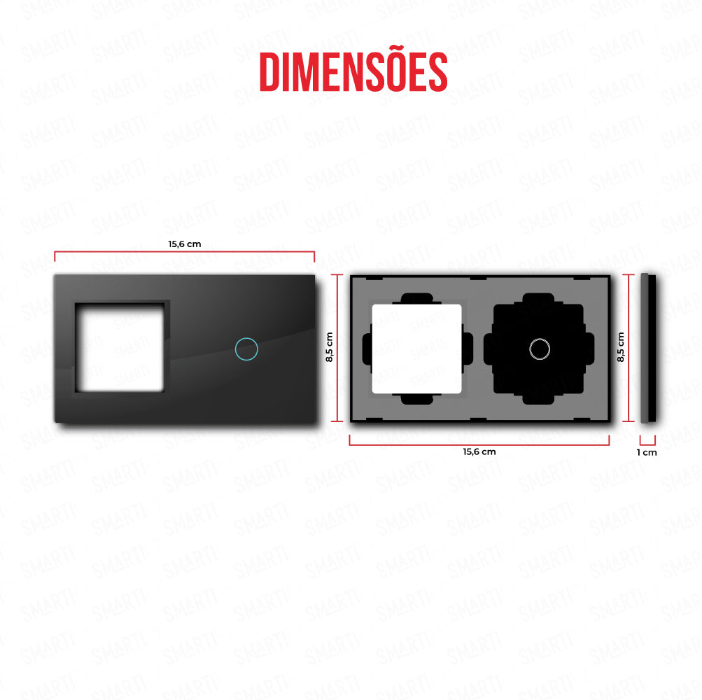Smartify vPRO Espelho Duplo (Moldura + 1 botão) Preto - SYPE20001PR