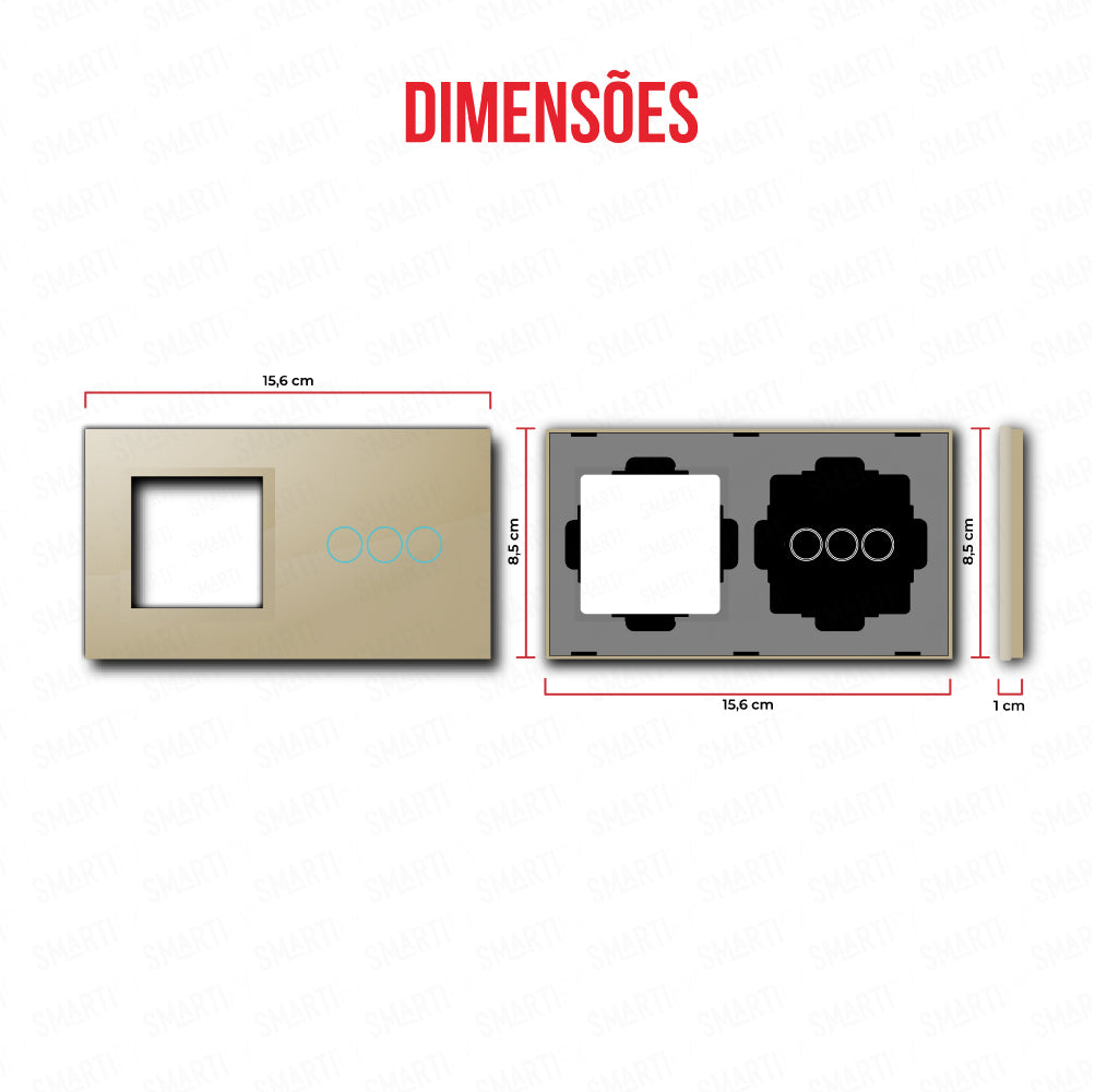 Smartify vPRO Espelho Duplo (Moldura + 3 botões) Dourado - SYPE20003DR