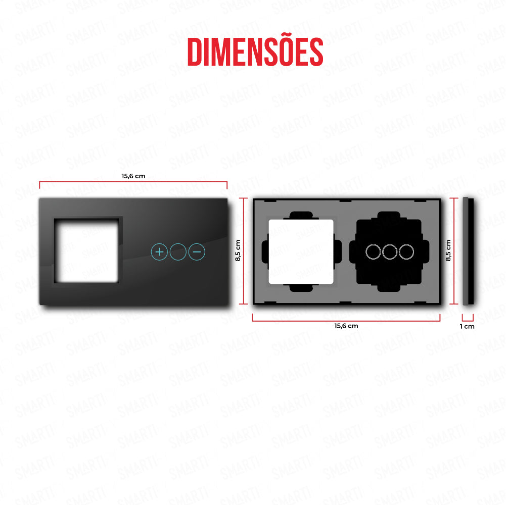 Smartify vPRO Espelho Duplo (Moldura + Dimmer) Preto - SYPE2001DPR