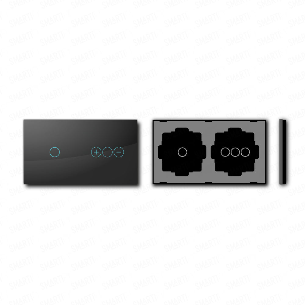 Smartify vPRO Espelho Duplo (1 botão + Dimmer) Preto - SYPE2011DPR