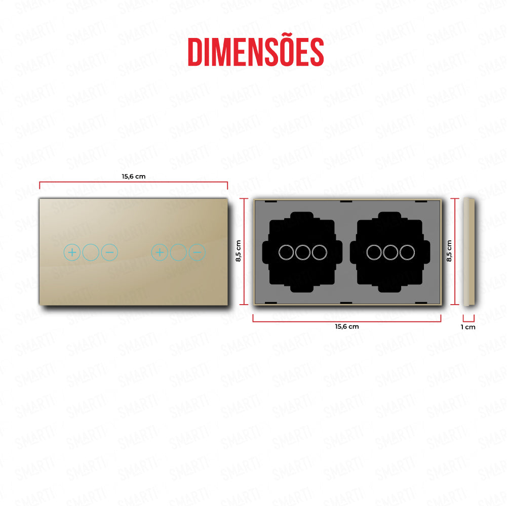 Smartify vPRO Espelho Duplo (Dimmer + Dimmer) Dourado - SYPE21D1DDR