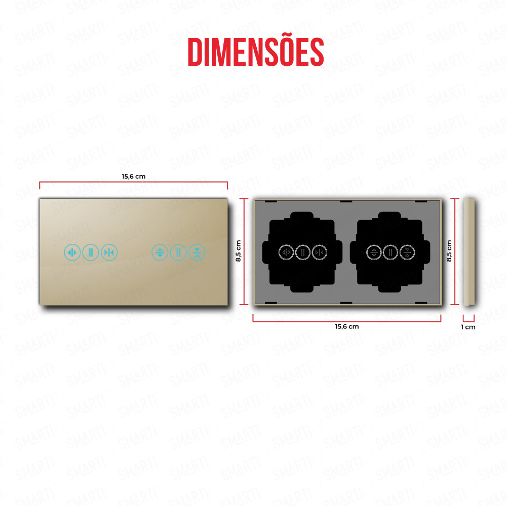 Smartify vPRO Espelho Duplo (Cortinas + Estores) Dourado - SYPE2CTESDR