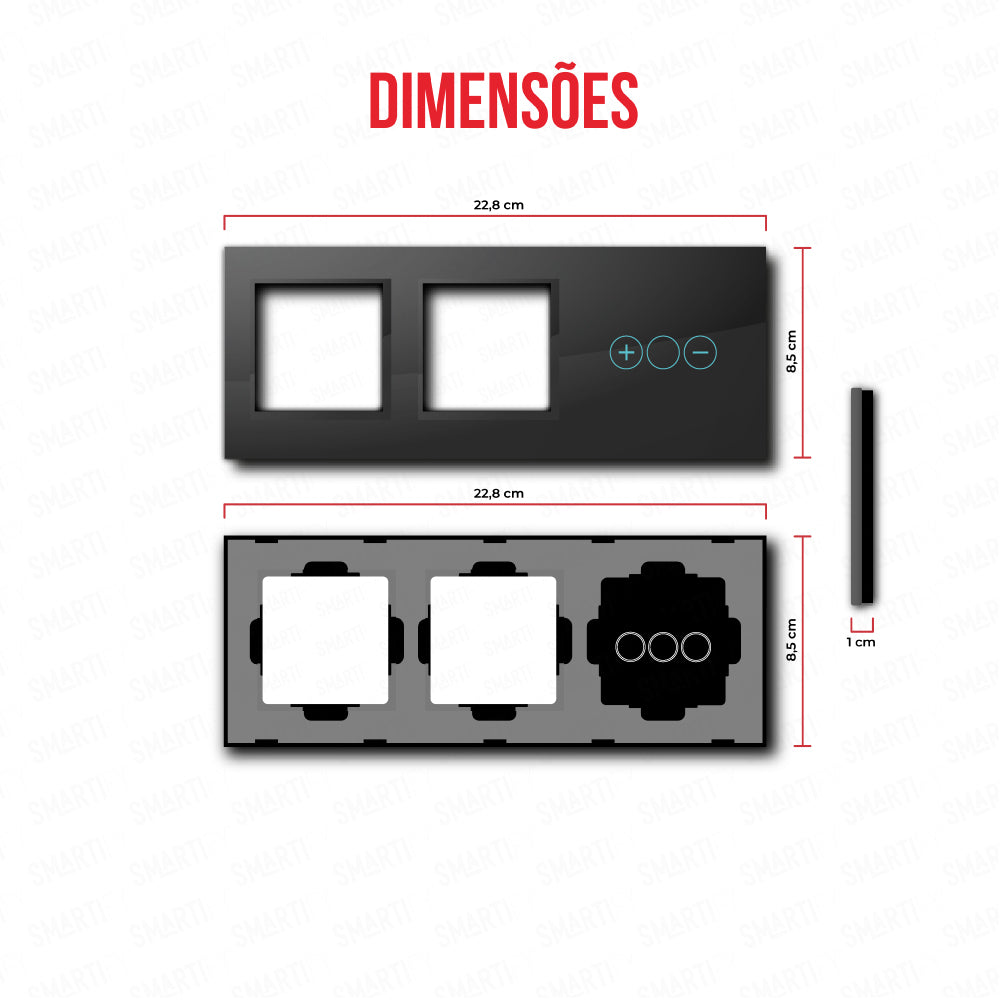 Smartify vPRO Espelho Triplo (Moldura + Moldura + Dimmer) Preto - SYPE300001DPR