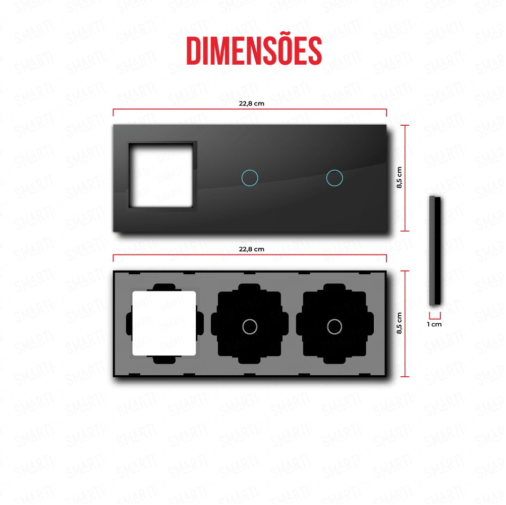 Smartify vPRO Espelho Triplo (Moldura + 1 botão + 1 botão) Preto - SYPE3000101PR