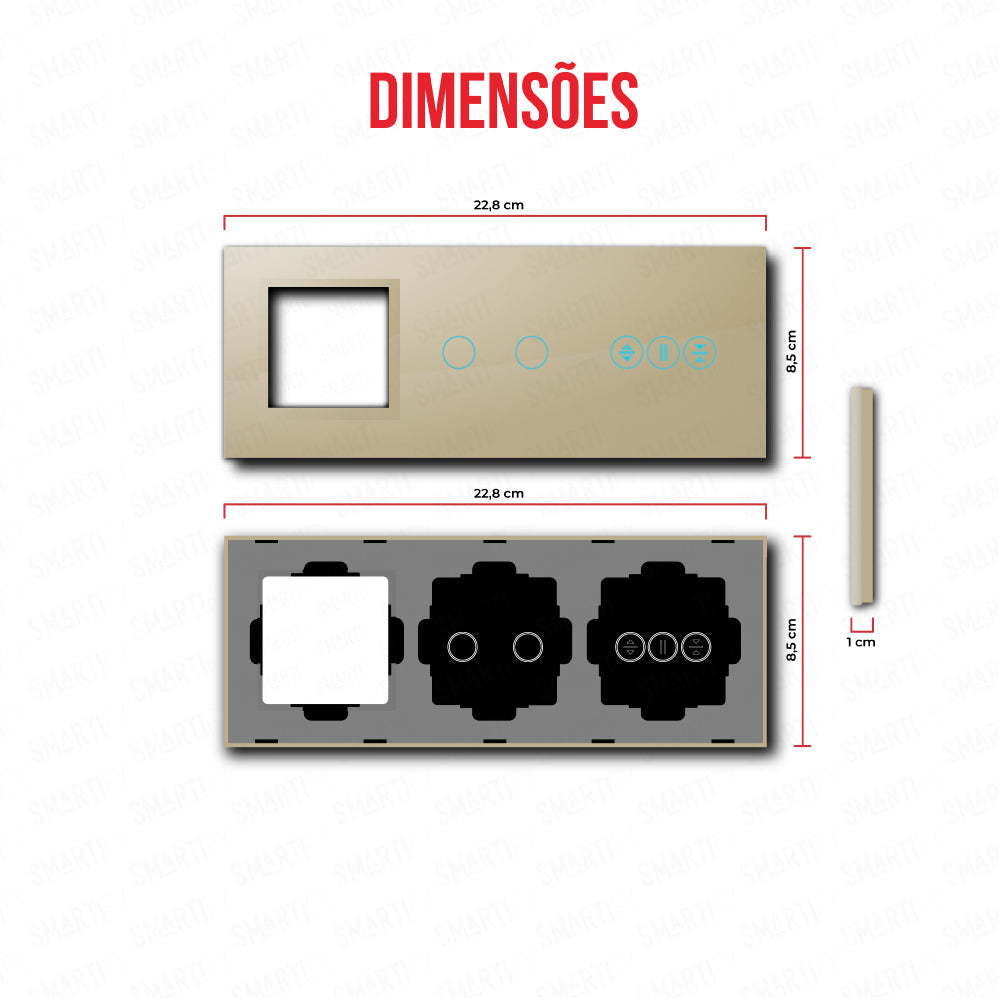 Smartify vPRO Miroir Triple (Cadre + 2 boutons + Stores) Doré - SYPE30002ESDR
