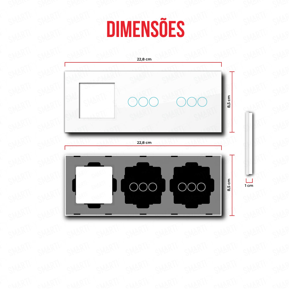 Smartify vPRO Espelho Triplo (Moldura + 3 botões + 3 botões) Branco - SYPE3000303BR
