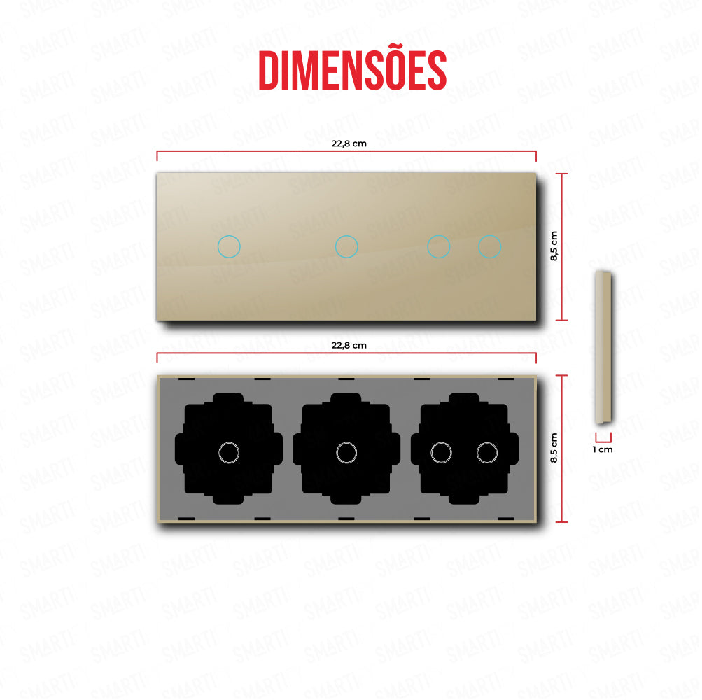 Smartify vPRO Espelho Triplo (1 botão + 1 botão + 2 botões) Dourado - SYPE3010102DR