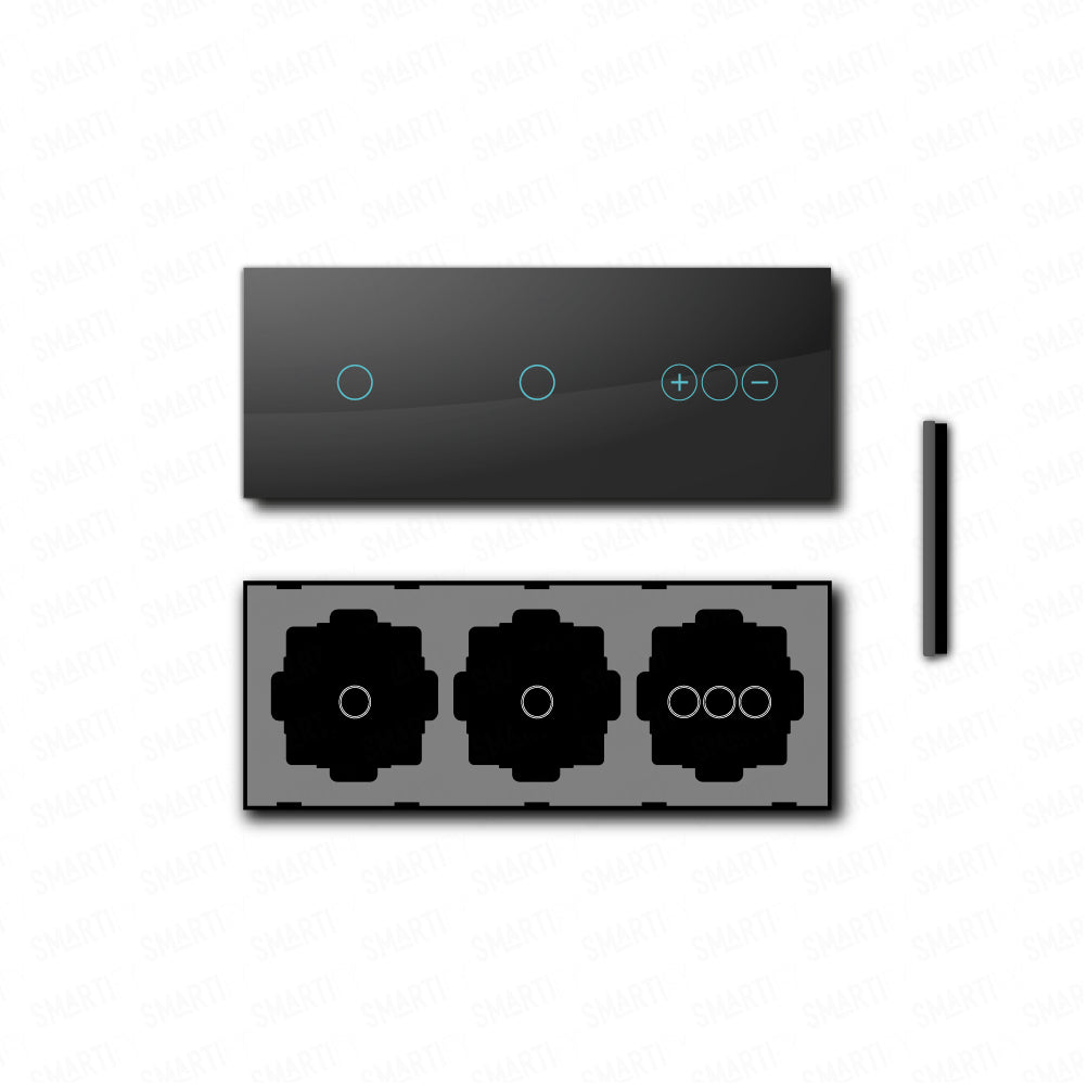 Smartify vPRO Espelho Triplo (1 botão + 1 botão + Dimmer) Preto - SYPE301011DPR