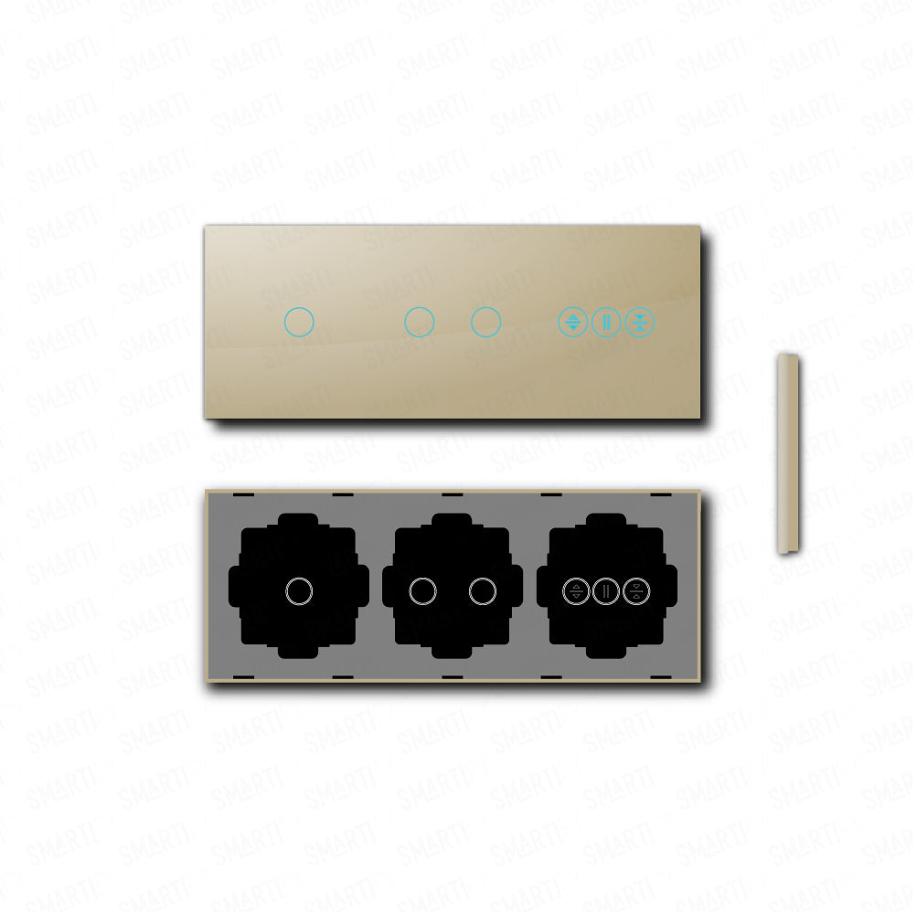 Smartify vPRO Espelho Triplo (1 botão + 2 botões + Estores) Dourado - SYPE30102ESDR