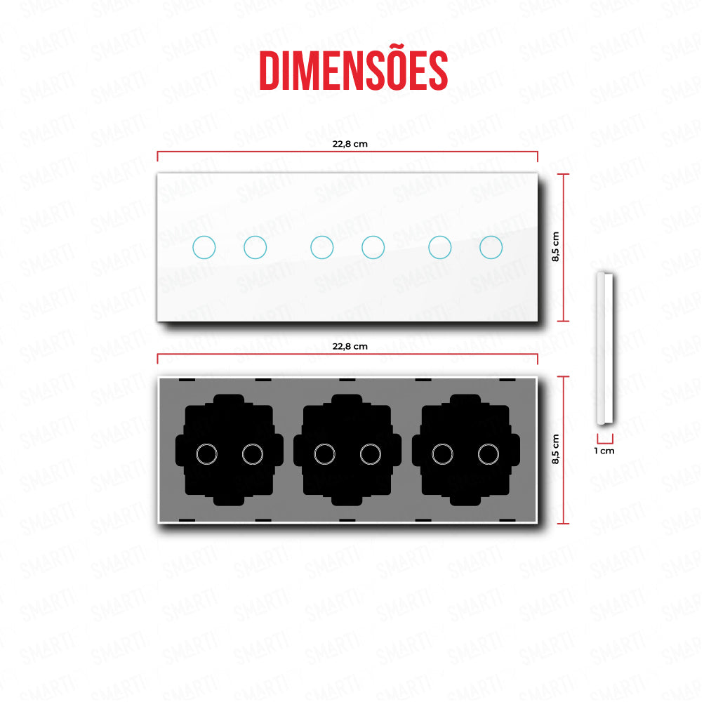 Smartify vPRO Espelho Triplo (2 botões + 2 botões + 2 botões) Branco - SYPE3020202BR