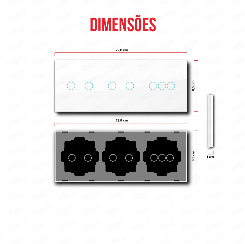 Smartify vPRO Espejo Triple (2 botones + 2 botones + 3 botones) Blanco - SYPE3020203BR