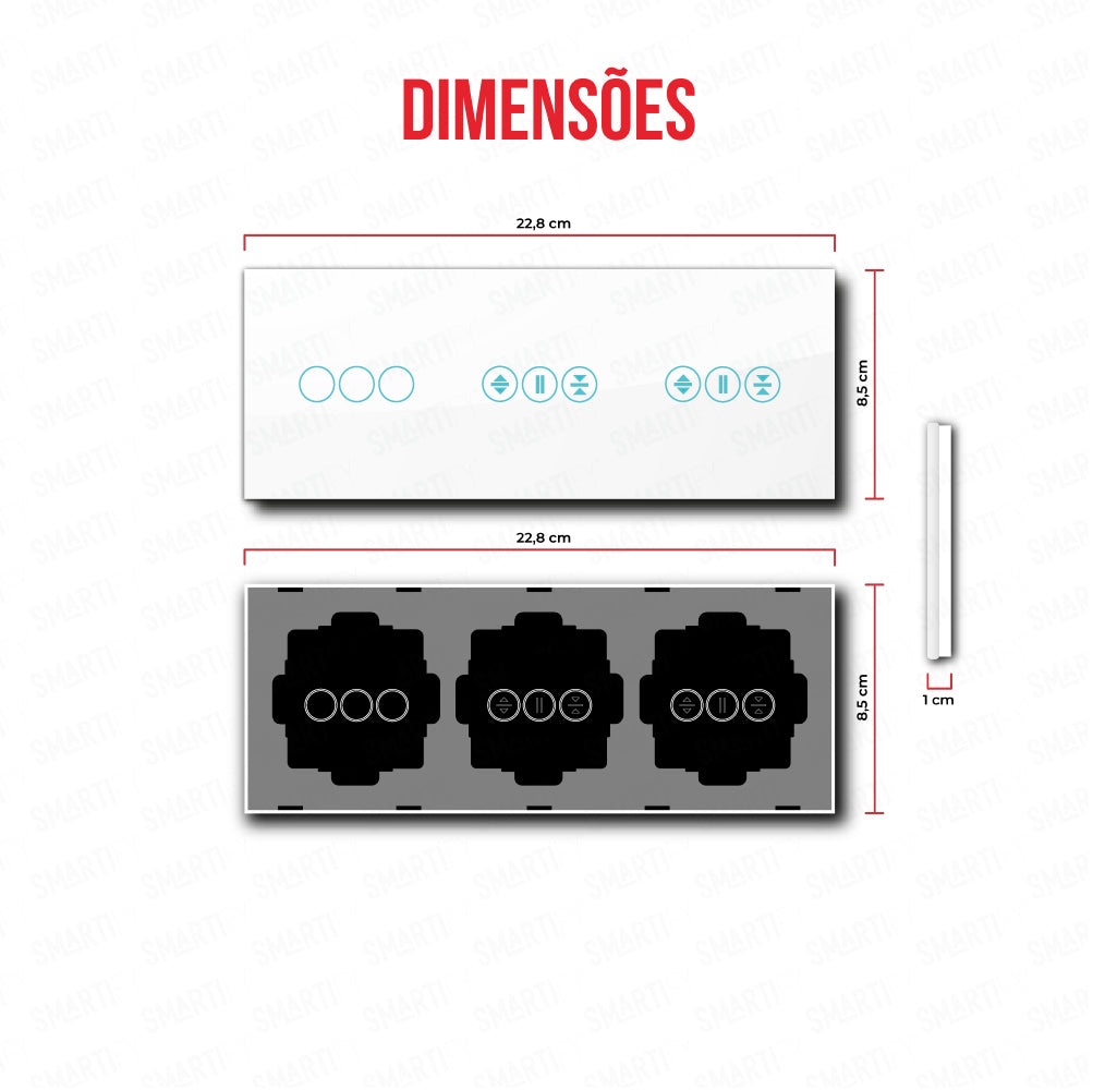Smartify vPRO Espejo Triple (3 botones + Persianas + Persianas) Blanco - SYPE303ESESBR