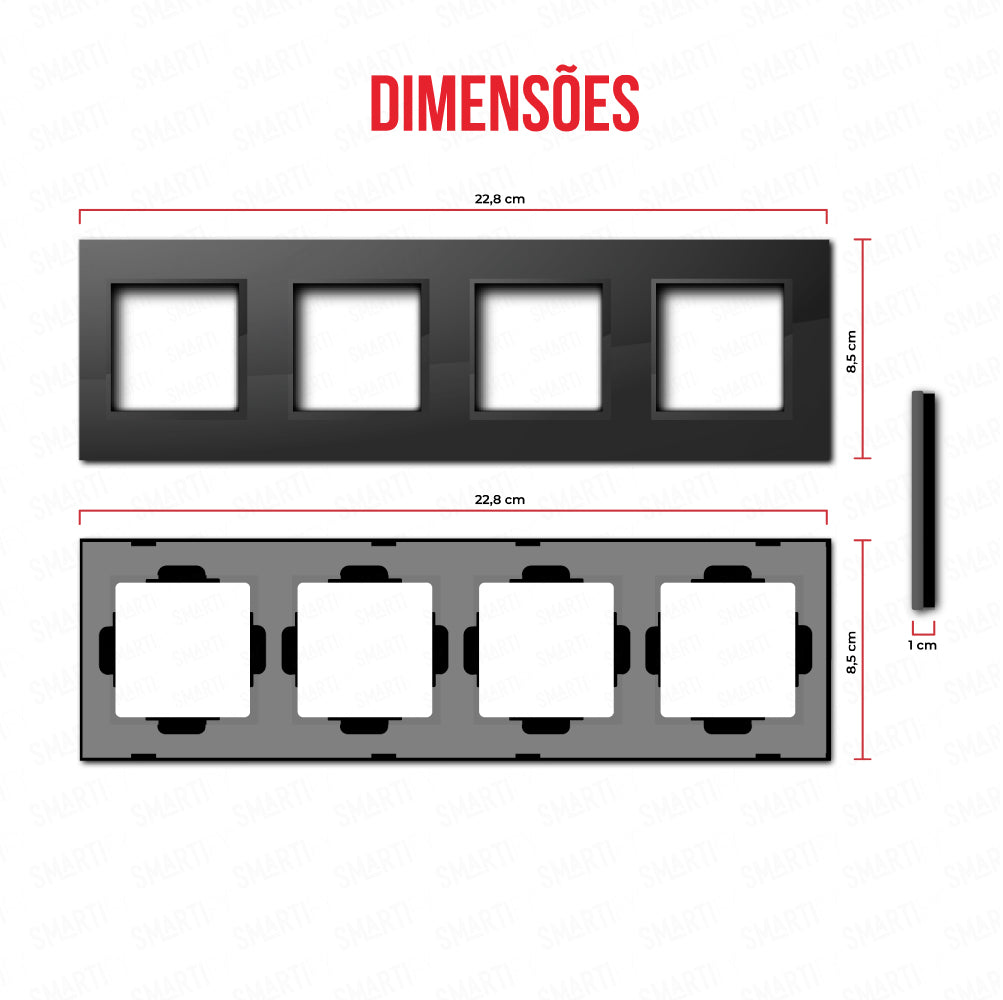 Smartify vPRO Espelho Quadruplo (Moldura + Moldura + Moldura + Moldura) Preto - SYPE400000000PR