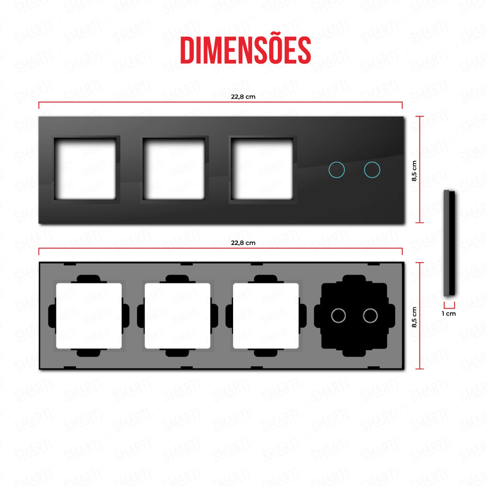 Smartify vPRO Espelho Quadruplo (Moldura + Moldura + Moldura + 2 botões) Preto - SYPE400000002PR