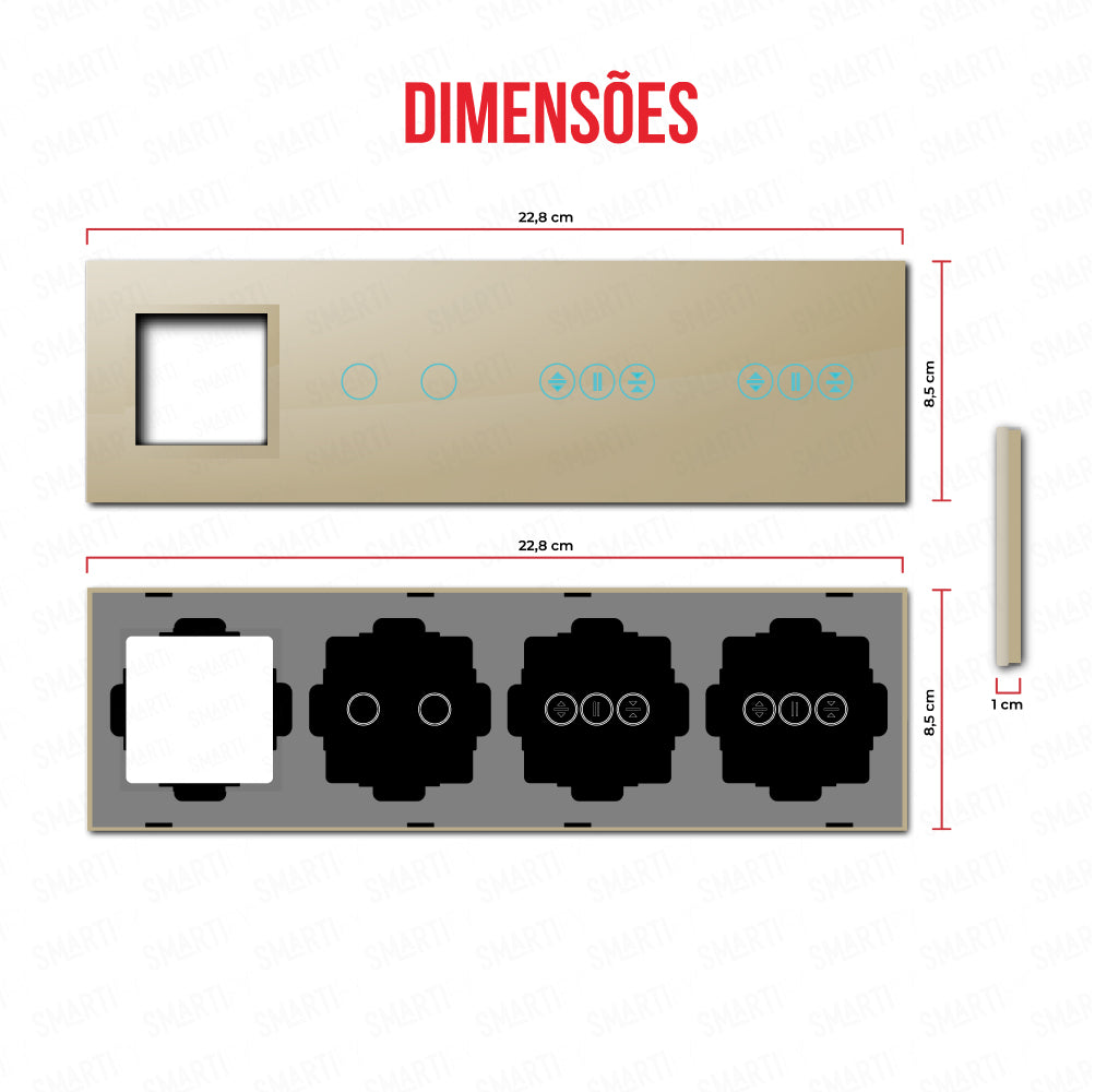 Smartify vPRO Espelho Quadruplo (Moldura + 2 botões + Estores + Estores) Dourado - SYPE40002ESESDR