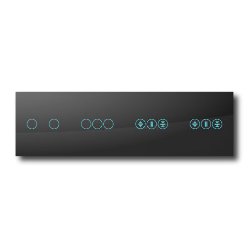 Smartify vPRO Espelho Quadruplo (2 botões + 3 botões + Estores + Estores) Preto - SYPE40203ESESPR
