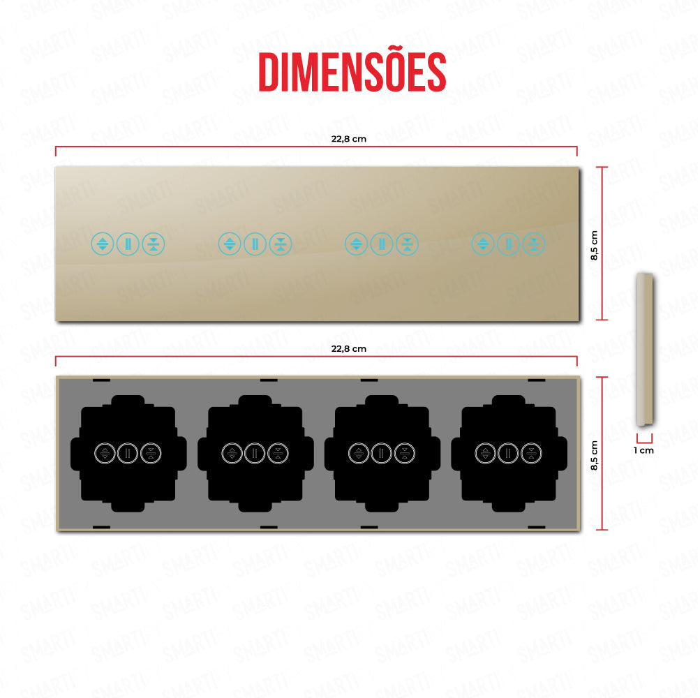 Smartify vPRO Espelho Quadruplo (Estores + Estores + Estores + Estores) Dourado - SYPE4ESESESESDR