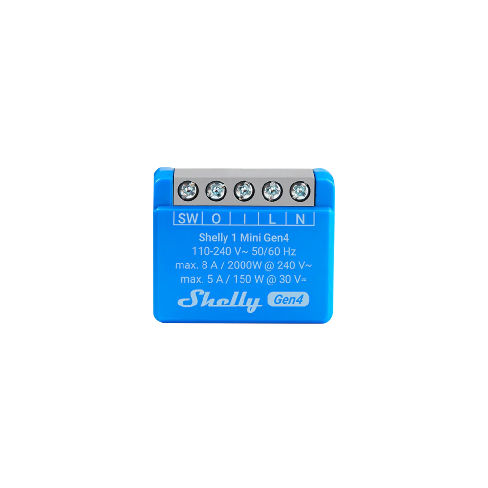 Shelly 1 Mini Gen4 é um módulo inteligente versátil para controlo remoto de interruptores ou portões de garagem, com WiFi, Bluetooth e Zigbee.